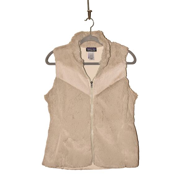 PATAGONIA $99 Soft High Pile Fleece Pelage Zip Vest Bleached Stone Medium - Picture 1 of 3